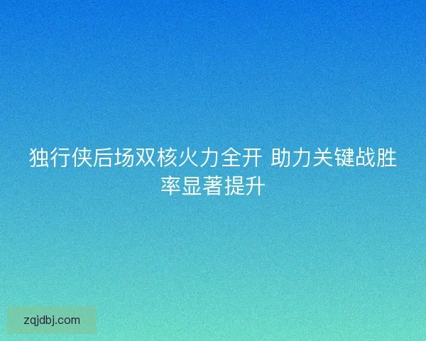 独行侠后场双核火力全开 助力关键战胜率显著提升